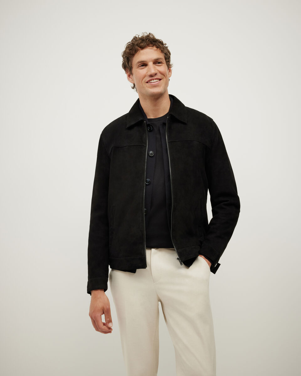 Owen Premium Suede Leather Jacket, Black, hi-res